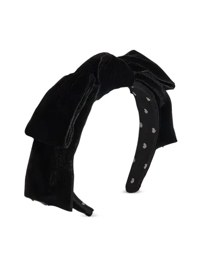 Lele Sadoughi Shirley Velvet Wide Ribbon Headband In Black