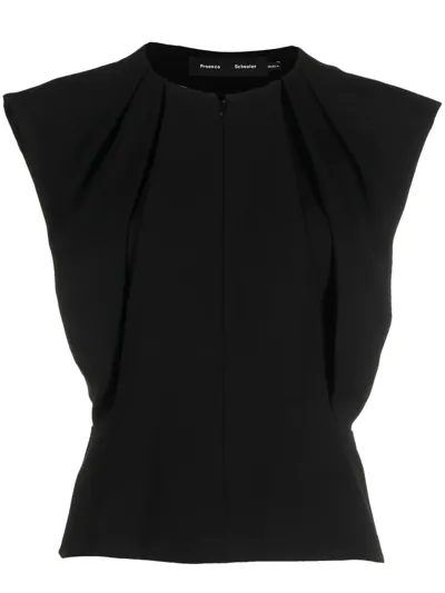 Proenza Schouler Sleeveless Pleated Woven Top In Black