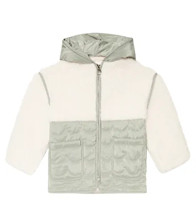 Chloé Kids' Faux Fur-trimmed Hooded Jacket In Green