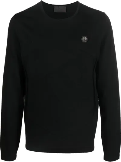 Philipp Plein Logo Crew-neck Jumper In Black