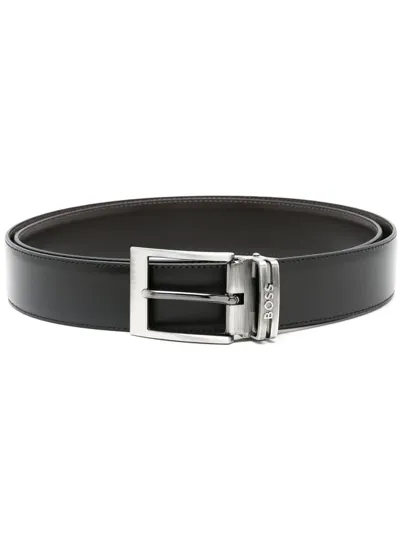 Hugo Boss Logo Buckle Belt In Black