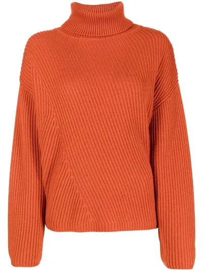 Joseph Roll-neck Ribbed-knit Jumper In Orange