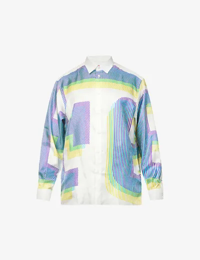 Ferrari Flunga Holographic Logo-print Silk Shirt In White