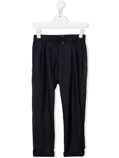 Brunello Cucinelli Kids' Mid-rise Slim-cut Trousers In Blu