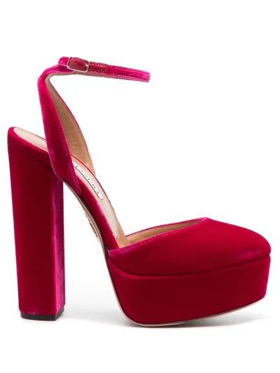 Aquazzura So High Plateau Platform Sandal In Red