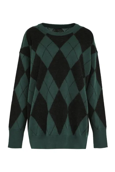 Aspesi Check-pattern Knit Jumper In Green