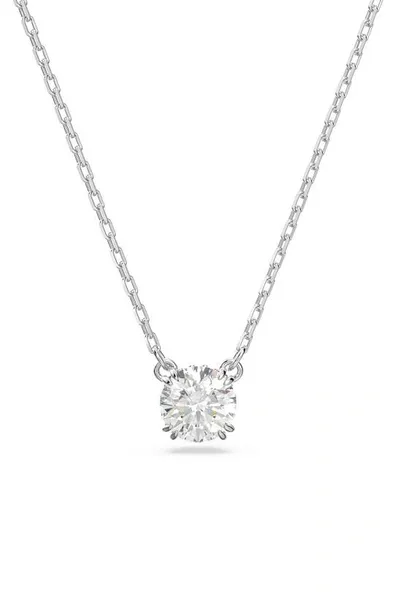 Swarovski Silver-tone Constella Crystal Pendant Necklace, 14-7/8" + 2" Extender In Rhodium