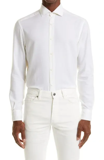 Zegna Cashco Long Sleeve Button Up Shirt In Wht Sld