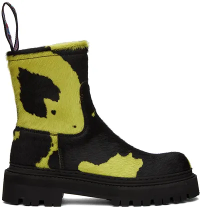 Camperlab Black & Green Eki Ankle Boots In Green,black