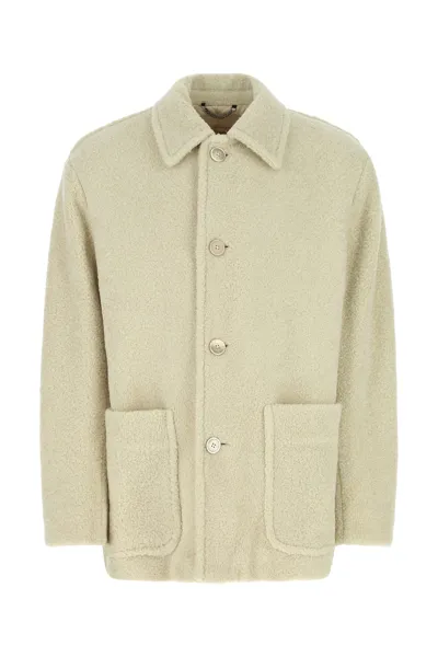 Dries Van Noten Sand Acrylic Blend Coat In White