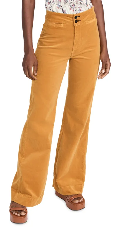 Askk Ny Brighton High Waist Wide Leg Corduroy Jeans In Mustard