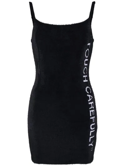 Off-white Touch Carefully Fuzzy Mini Dress In Black