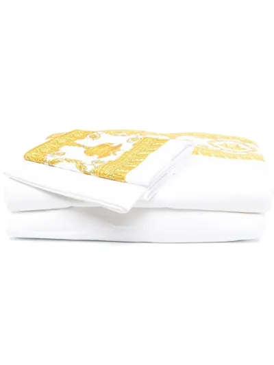 Versace Baroque-print Bedding Set In White