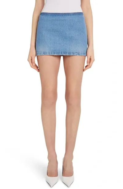 Versace Low-rise Denim Miniskirt In Blue