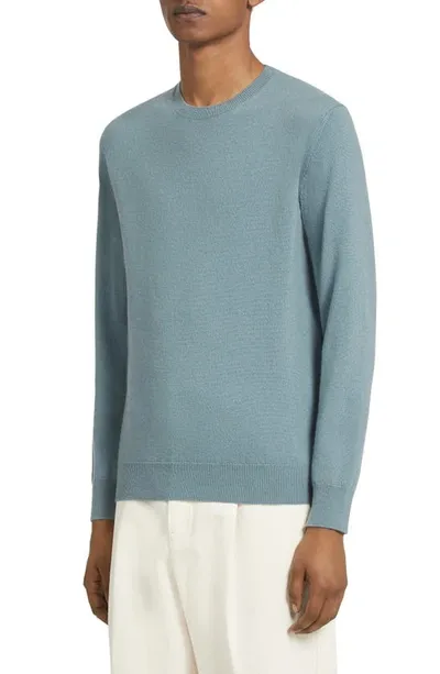 Zegna Oasi Crew Neck Cashmere Jumper In Teal