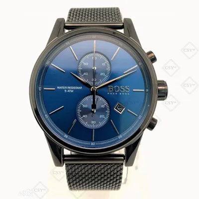 Pre-owned Hugo Boss 1513677 Edelstahlgewebe Analogue Chronograph Blaues Dial Herrenuhr Neu