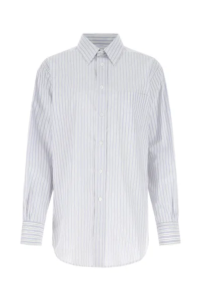 Maison Margiela Embroidered Poplin Oversize Shirt Stripped  Donna 42 In Multicolor