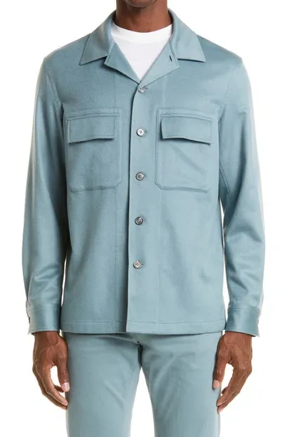 Zegna Oversize Oasi Cashmere Overshirt In Blue