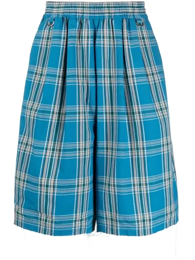 Facetasm Tartan Knee-length Shorts In Blue