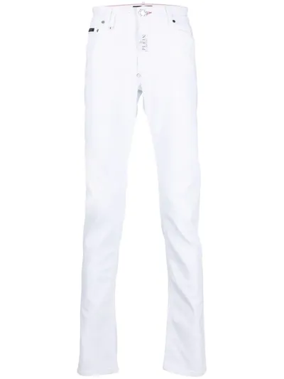 Philipp Plein Logo-patch Slim-cut Jeans In White