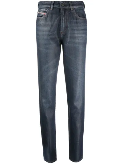 Diesel Logo-patch Straight-leg Jeans In Blue