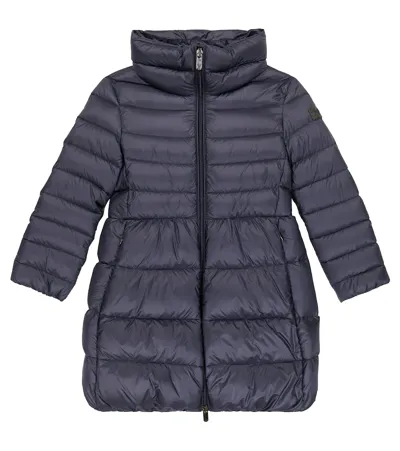 Il Gufo Kids' Hooded Nylon Down Coat In Navy