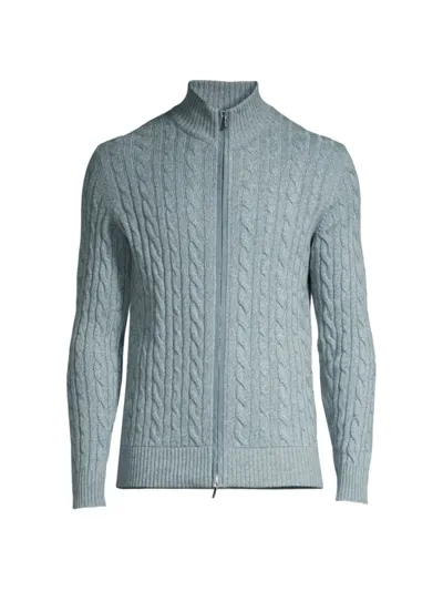 Loro Piana Bomber Cashmere Cardigan In Sky Grey