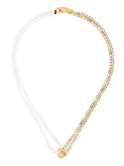 Bimba Y Lola Crystal-pearl Embellished Necklace In White