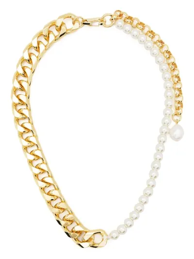 Bimba Y Lola Chain-pearl Embellished Necklace In White