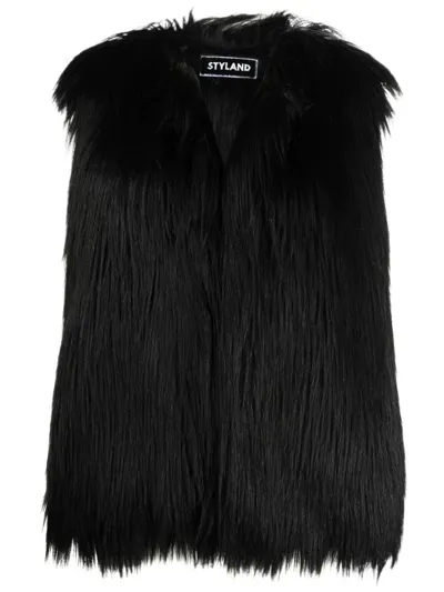 Styland Faux-fur Gilet In Schwarz