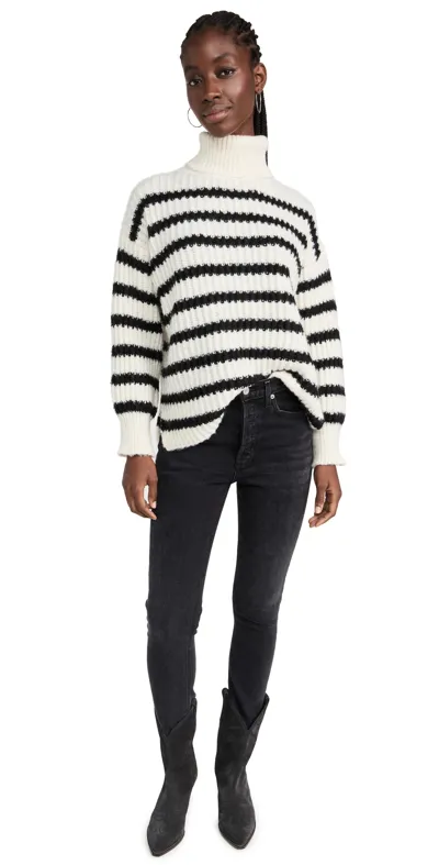 Line & Dot Ariel Sweater In Black & White