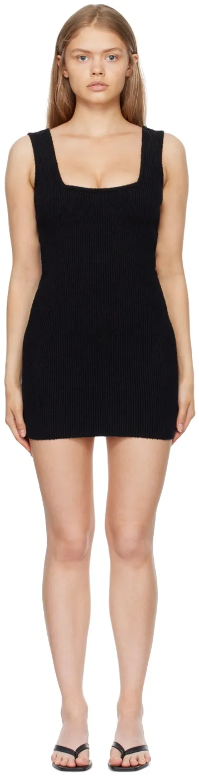 Wardrobe.nyc Stretch Cotton Knit Mini Dress In Black