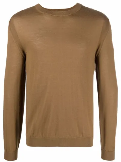 Woolrich Fine-knit Crew-neck Jumper In Brown