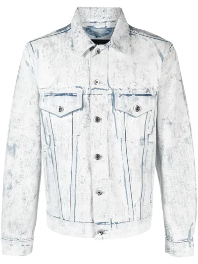 Purple Brand Blue Denim Trucker Jacket In White