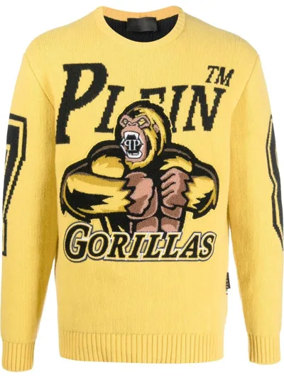 Philipp Plein Basketball Wool Pullover Jumper In Yellow