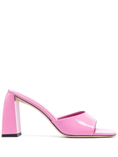 By Far Michele 95 Patent Leather Mule In Pink