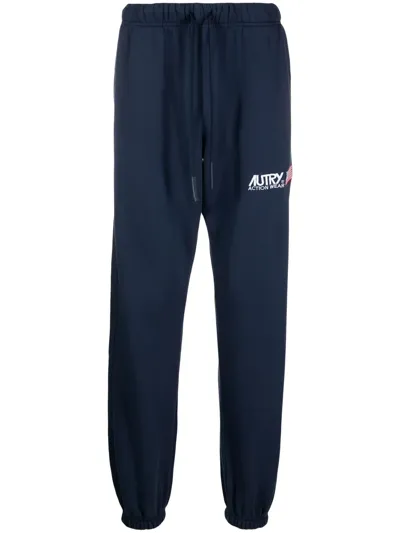 Autry Pantalone In Felpa Blu Con Logo In Blue