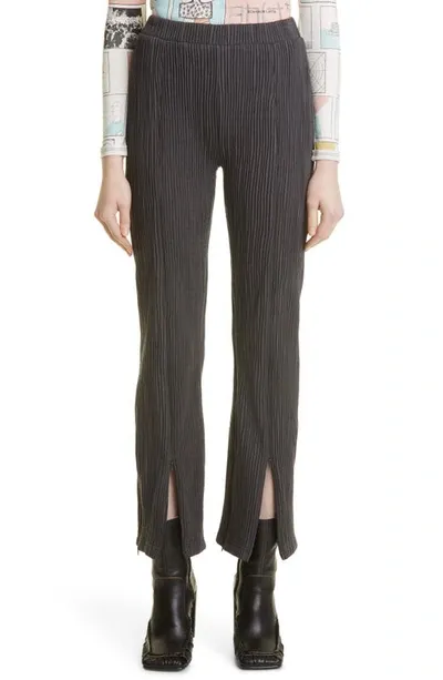 Eckhaus Latta Sliced Pleated Straight Leg Cotton Blend Pants In Black