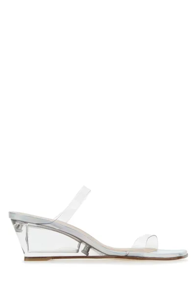 Stuart Weitzman Transparent Pvc Lucite Aleena Mules Silver  Donna 39