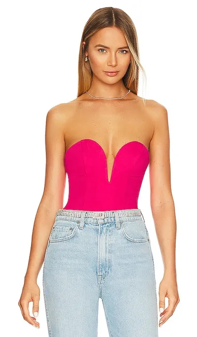 Superdown Gianna Sweetheart Bodysuit In Pink