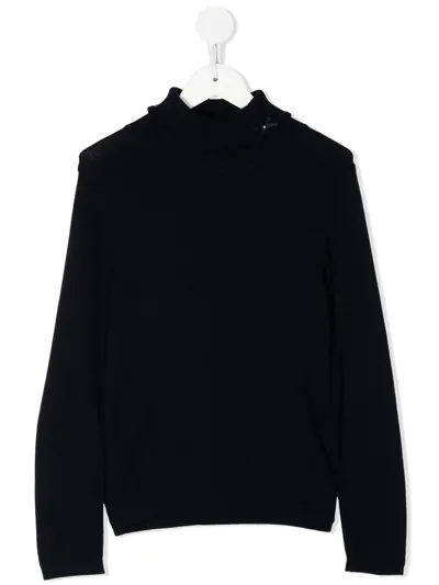 Familiar Bow Roll-neck Jumper In Blue