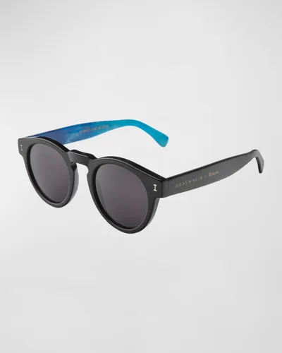 Illesteva X Gray Malin The Ocean Leonard Round Acetate Sunglasses