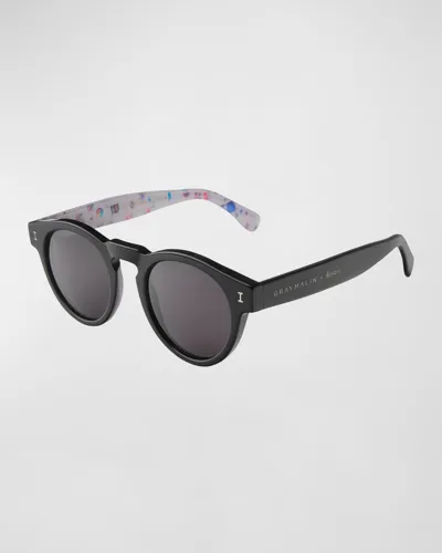 Illesteva X Gray Malin Beach Leonard Round Acetate Sunglasses In The Beach Leonard