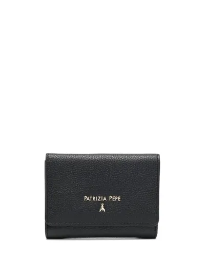 Patrizia Pepe Grained-leather Logo-print Purse In Black