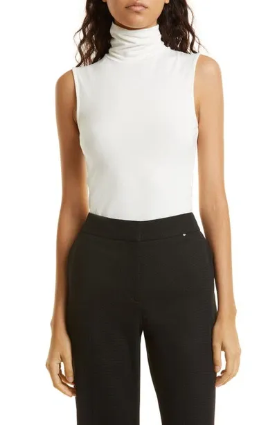 Hugo Boss Enani Sleeveless Turtleneck Top In Soft Cream