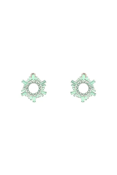 Amina Muaddi Begum Buckle Earrings In Green