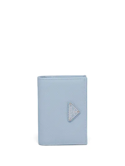 Prada Logo-plaque Small Wallet In Blue