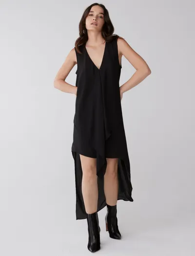 Bcbgmaxazria Tara Cascade High/low Dress In Black