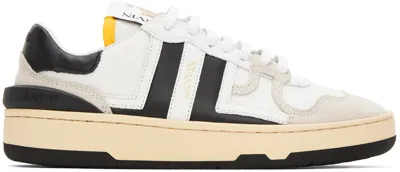 Lanvin Clay Calfskin Leather And Mesh Sneakers In White