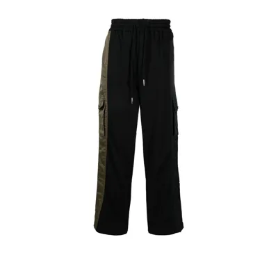 Feng Chen Wang Black Phoenix Panelled Cotton Trousers